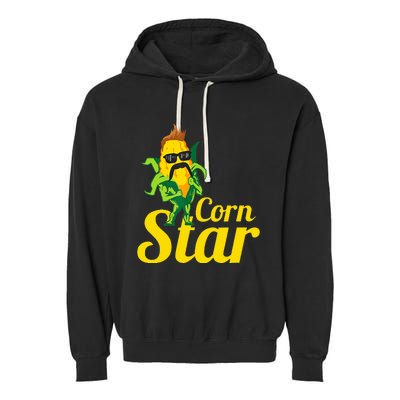 Corn Star Sunglasses Mustache Corn Garment-Dyed Fleece Hoodie