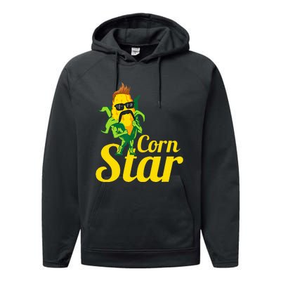 Corn Star Sunglasses Mustache Corn Performance Fleece Hoodie