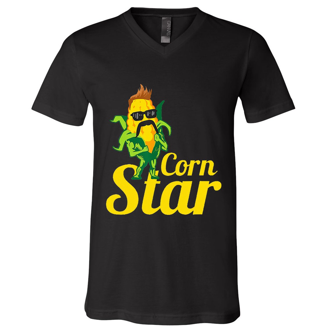Corn Star Sunglasses Mustache Corn V-Neck T-Shirt