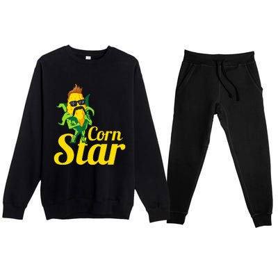 Corn Star Sunglasses Mustache Corn Premium Crewneck Sweatsuit Set