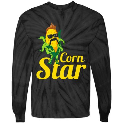 Corn Star Sunglasses Mustache Corn Tie-Dye Long Sleeve Shirt