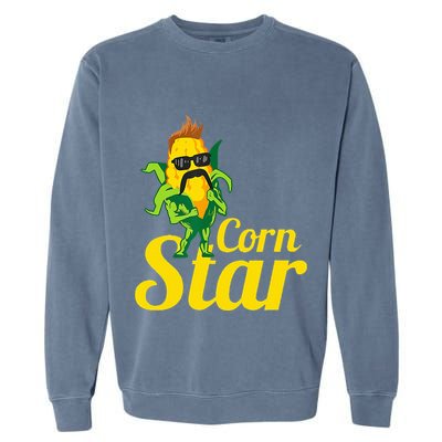 Corn Star Sunglasses Mustache Corn Garment-Dyed Sweatshirt