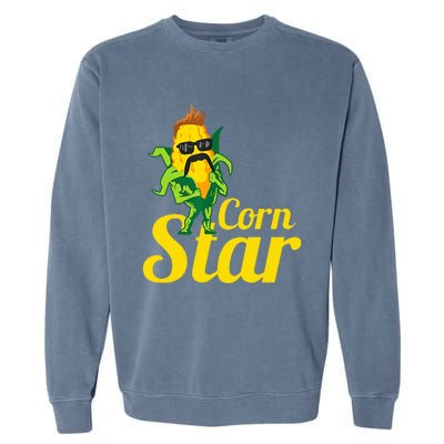 Corn Star Sunglasses Mustache Corn Garment-Dyed Sweatshirt