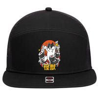 Catzilla Sunset Sushi Cat Japanese 7 Panel Mesh Trucker Snapback Hat