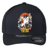 Catzilla Sunset Sushi Cat Japanese Flexfit Unipanel Trucker Cap
