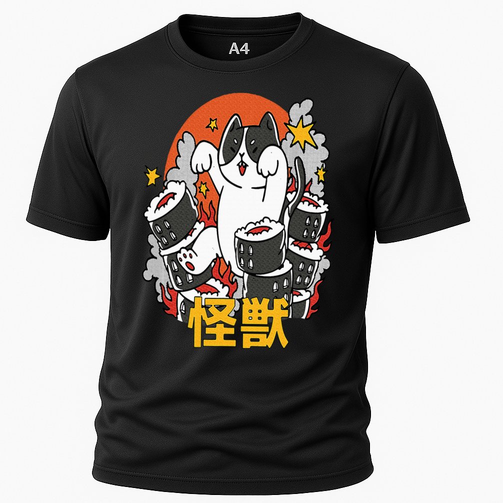 Catzilla Sunset Sushi Cat Japanese Performance Shirt