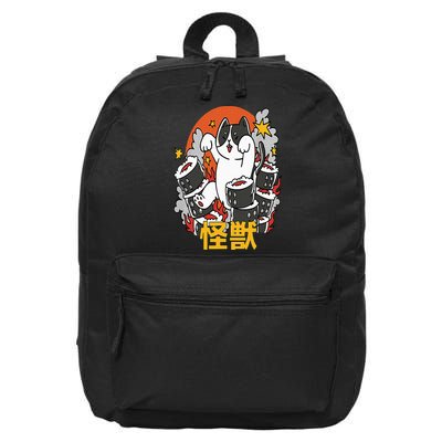 Catzilla Sunset Sushi Cat Japanese 16 in Basic Backpack