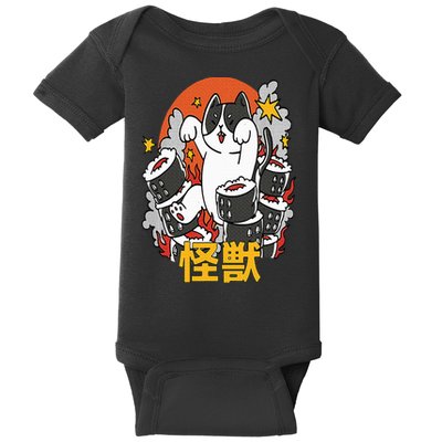 Catzilla Sunset Sushi Cat Japanese Baby Bodysuit