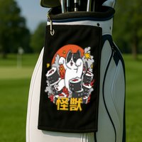 Catzilla Sunset Sushi Cat Japanese Golf Towel