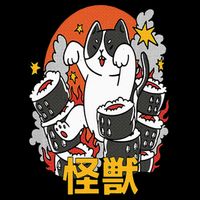 Catzilla Sunset Sushi Cat Japanese Toddler T-Shirt