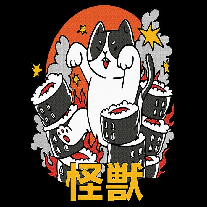 Catzilla Sunset Sushi Cat Japanese Toddler T-Shirt