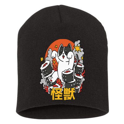 Catzilla Sunset Sushi Cat Japanese Short Acrylic Beanie