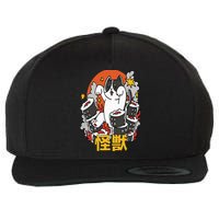 Catzilla Sunset Sushi Cat Japanese Wool Snapback Cap