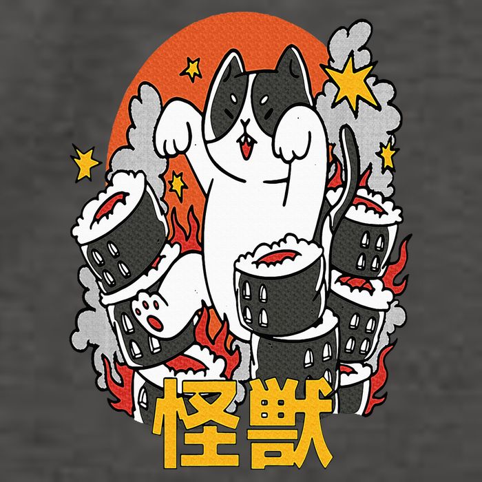 Catzilla Sunset Sushi Cat Japanese Vector Backpack