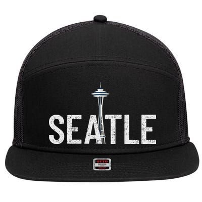Cool Seattle Space Needle Souvenir Usa Washington Gift 7 Panel Mesh Trucker Snapback Hat