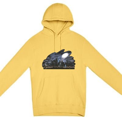 City Skyline Searchlight Premium Pullover Hoodie