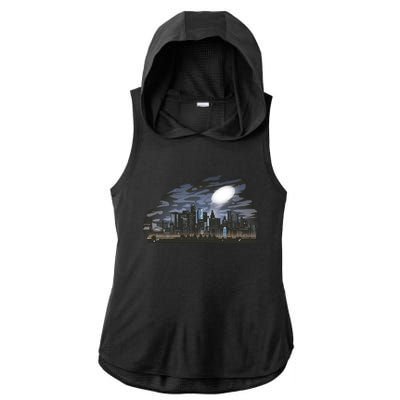 City Skyline Searchlight Ladies PosiCharge Tri-Blend Wicking Draft Hoodie Tank