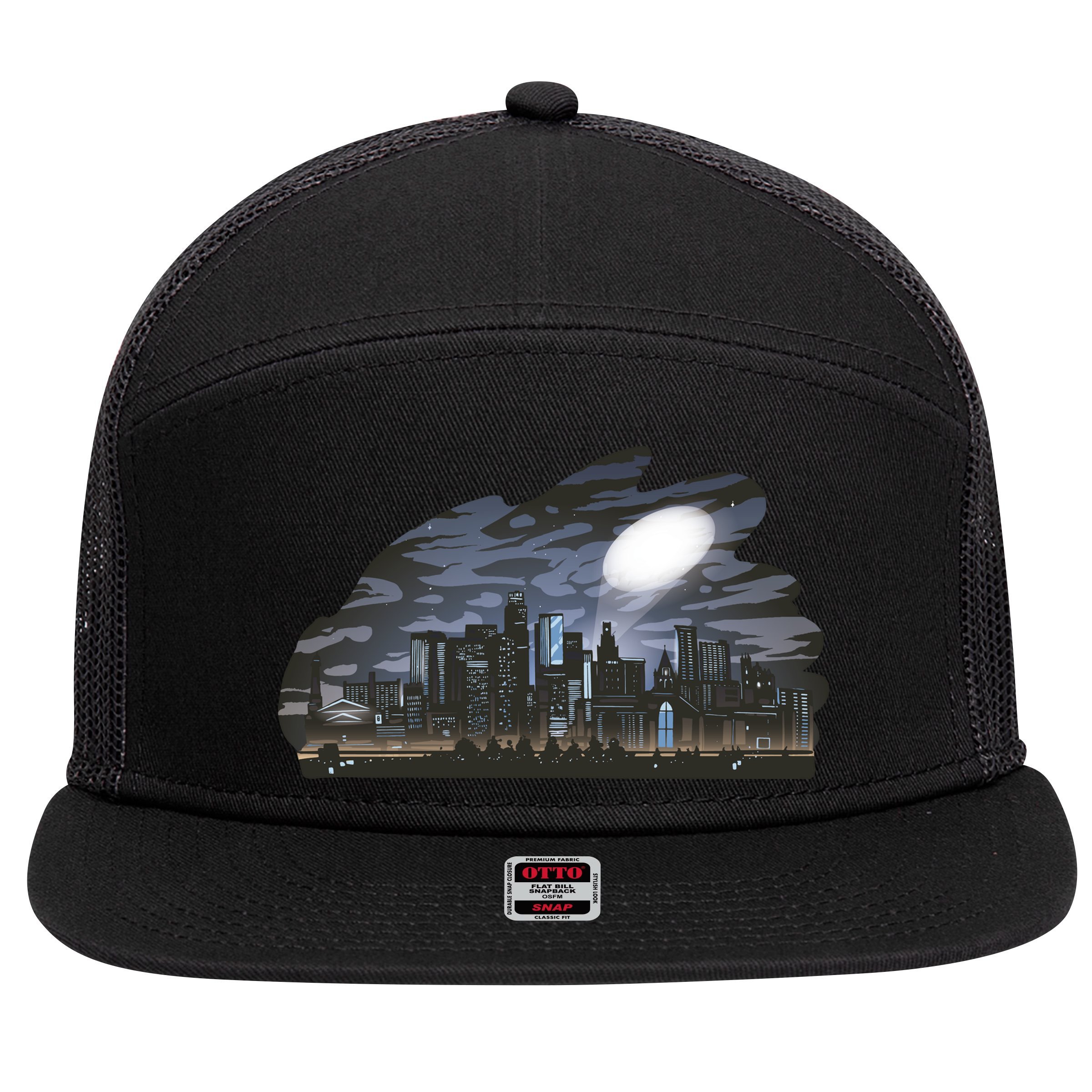 City Skyline Searchlight 7 Panel Mesh Trucker Snapback Hat