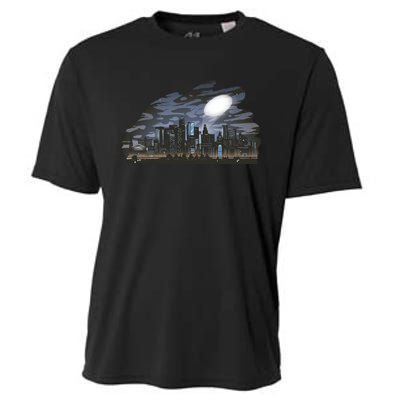 City Skyline Searchlight Cooling Performance Crew T-Shirt