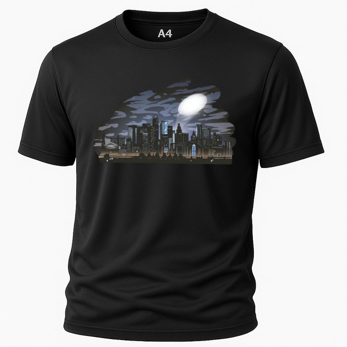 City Skyline Searchlight Cooling Performance Crew T-Shirt