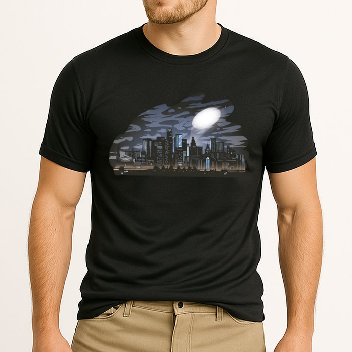 City Skyline Searchlight Cooling Performance Crew T-Shirt
