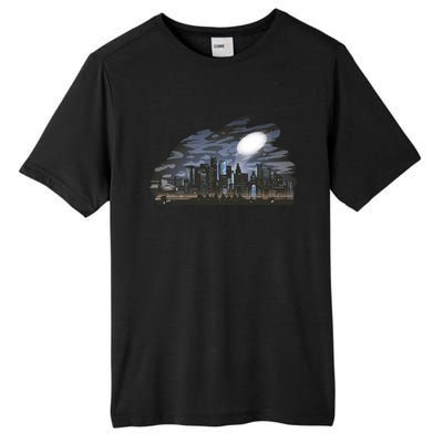 City Skyline Searchlight Tall Fusion ChromaSoft Performance T-Shirt