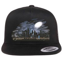 City Skyline Searchlight Flat Bill Trucker Hat