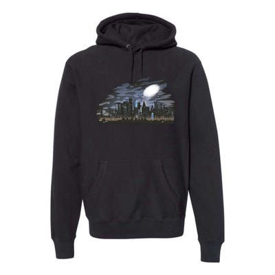 City Skyline Searchlight Premium Hoodie