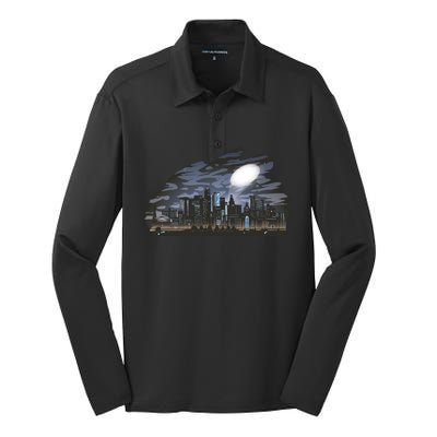 City Skyline Searchlight Silk Touch Performance Long Sleeve Polo