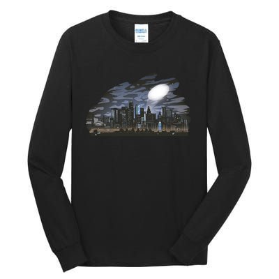 City Skyline Searchlight Tall Long Sleeve T-Shirt