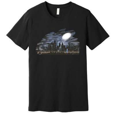 City Skyline Searchlight Premium T-Shirt