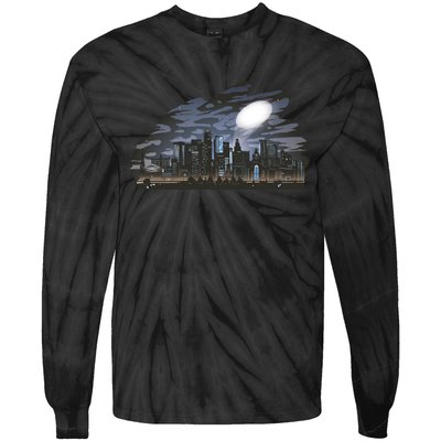 City Skyline Searchlight Tie-Dye Long Sleeve Shirt