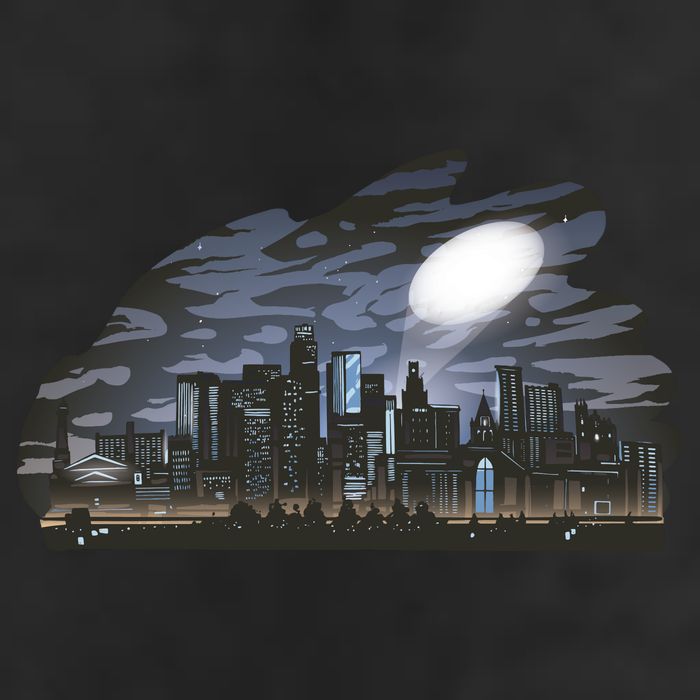 City Skyline Searchlight Trucker Hat