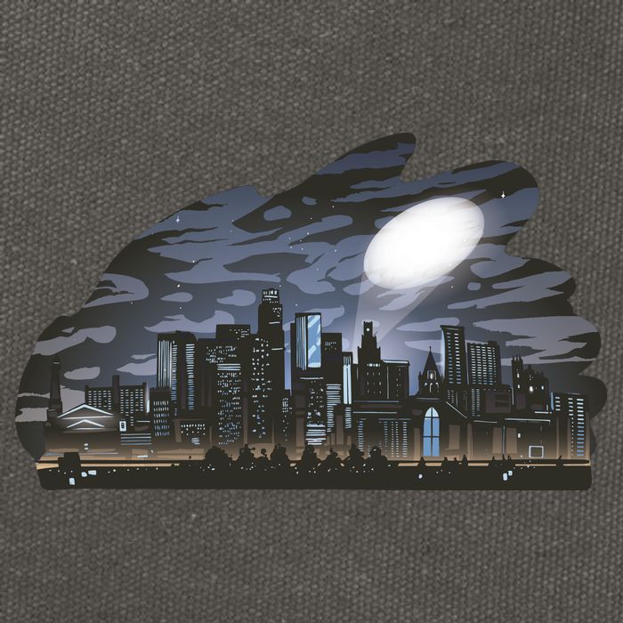 City Skyline Searchlight Cotton Canvas Backpack
