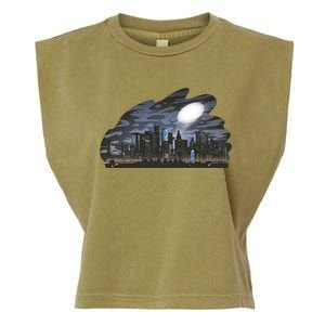 City Skyline Searchlight Garment-Dyed Women's Muscle Tee