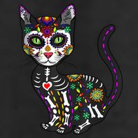 Cute Sugar Skull Mexican Cat Halloween Day Of The Dead 7 Panel Mesh Trucker Snapback Hat
