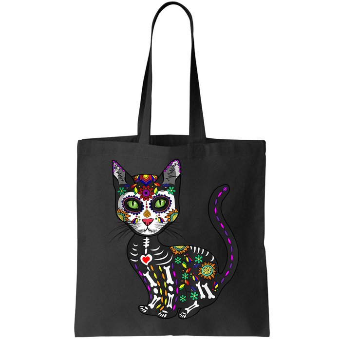 Cute Sugar Skull Mexican Cat Halloween Day Of The Dead Bag