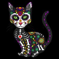 Cute Sugar Skull Mexican Cat Halloween Day Of The Dead Bag