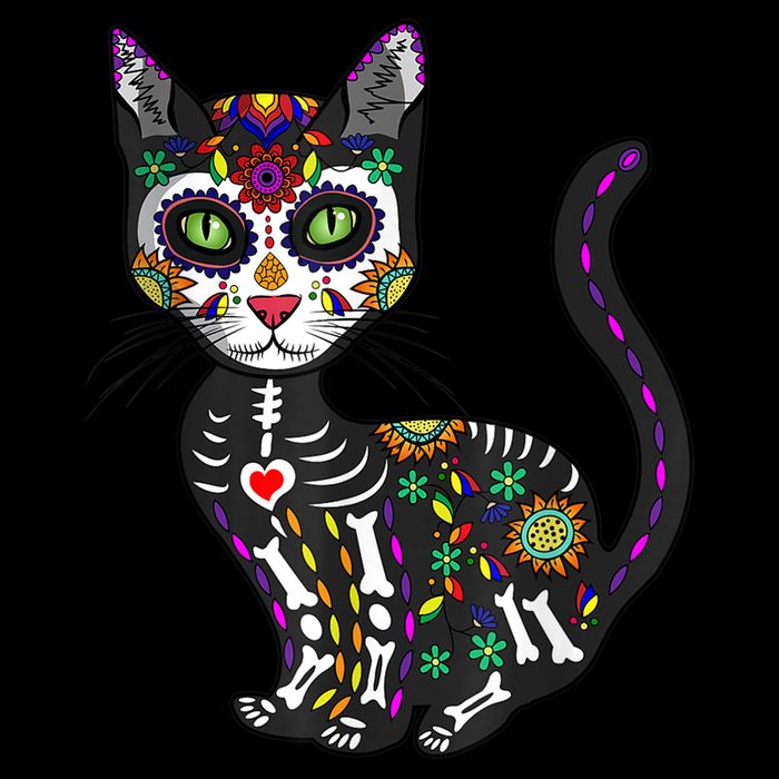 Cute Sugar Skull Mexican Cat Halloween Day Of The Dead Bag