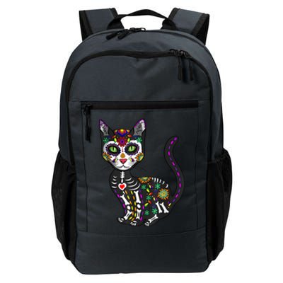 Cute Sugar Skull Mexican Cat Halloween Day Of The Dead Daily Commute Backpack