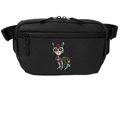 Cute Sugar Skull Mexican Cat Halloween Day Of The Dead Crossbody Pack