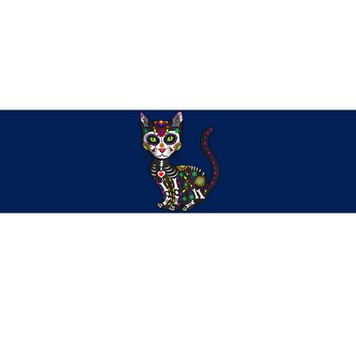 Cute Sugar Skull Mexican Cat Halloween Day Of The Dead Bumper Sticker