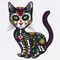 Cute Sugar Skull Mexican Cat Halloween Day Of The Dead Cooling Performance Crew T-Shirt