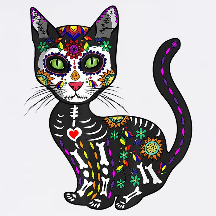 Cute Sugar Skull Mexican Cat Halloween Day Of The Dead Cooling Performance Crew T-Shirt