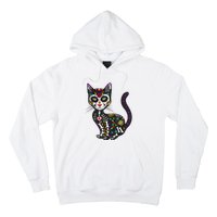 Cute Sugar Skull Mexican Cat Halloween Day Of The Dead Hoodie