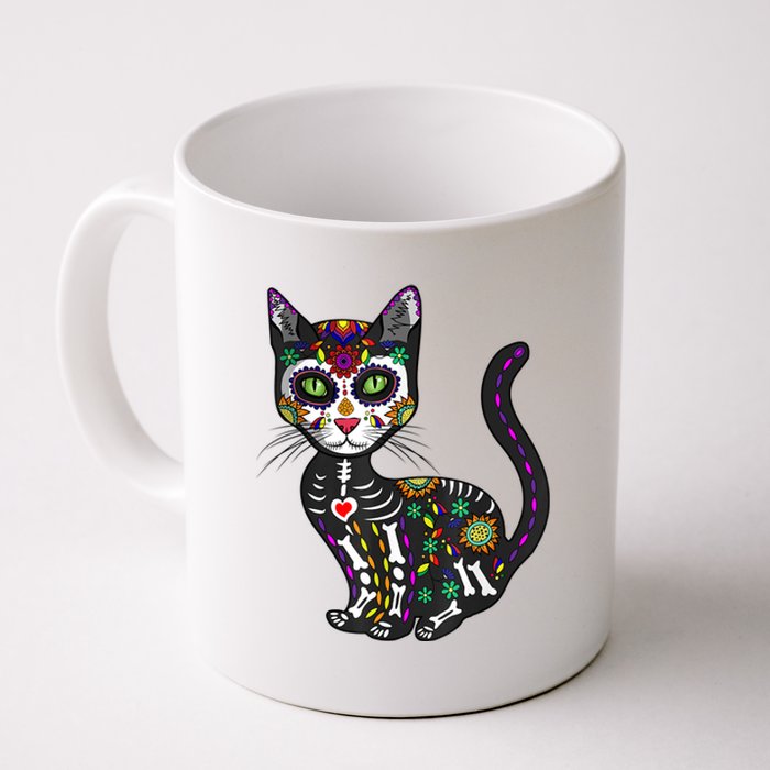 Cute Sugar Skull Mexican Cat Halloween Day Of The Dead Coffee Mug