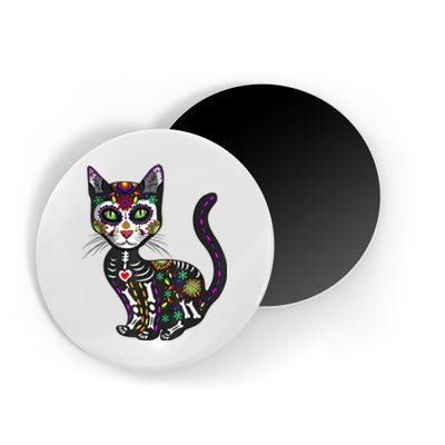 Cute Sugar Skull Mexican Cat Halloween Day Of The Dead Magnet