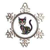 Cute Sugar Skull Mexican Cat Halloween Day Of The Dead Metallic Star Ornament