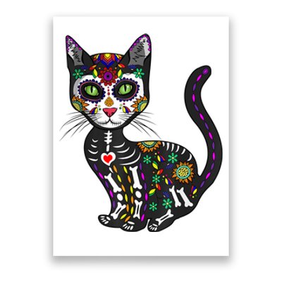 Cute Sugar Skull Mexican Cat Halloween Day Of The Dead Poster