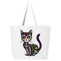 Cute Sugar Skull Mexican Cat Halloween Day Of The Dead 25L Jumbo Tote